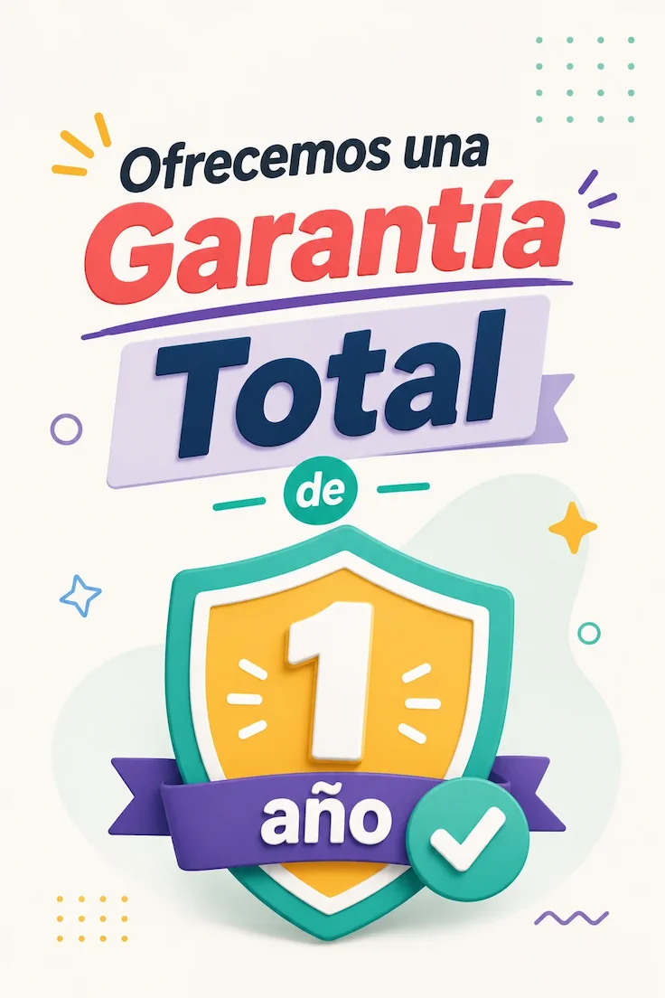 Ofrecemos garantía total por 1 año